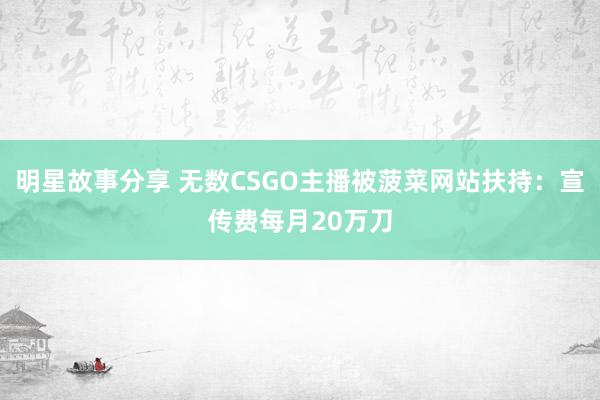 明星故事分享 无数CSGO主播被菠菜网站扶持：宣传费每月20万刀