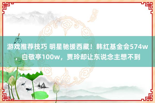 游戏推荐技巧 明星驰援西藏！韩红基金会574w，白敬亭100w，贾玲却让东说念主想不到